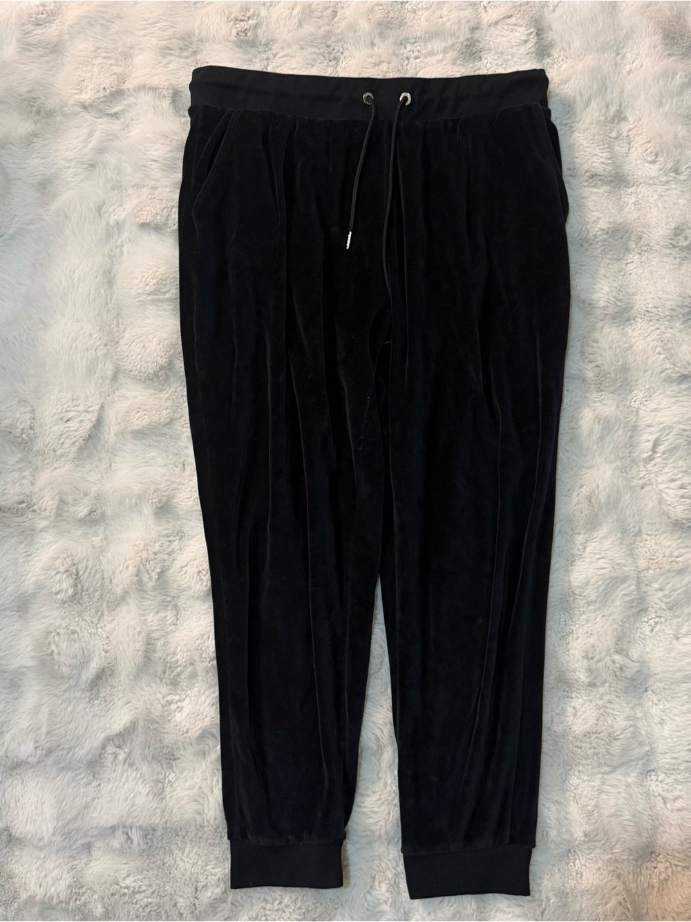 Bebe Rhinestone Logo Black Velvet Joggers
